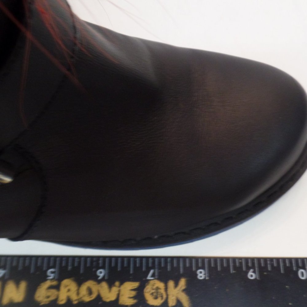 Fendi Caroline Fur Trimmed Buckle Accent Black Leather Boots Sz 39.5 or US Sz 9 - Picture 15 of 16